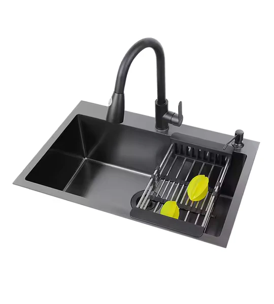 Lavaplatos 75x45 Cm Negro 2mm + Llave Extraíble + Accesorios