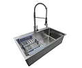 Lavaplatos 75x45 Cm Plateado Rejilla + Dispensador + Llave
