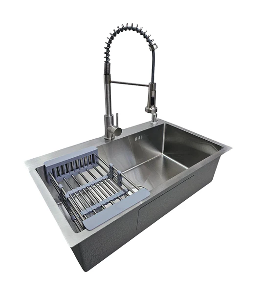 Lavaplatos 75x45 Cm Plateado Rejilla + Dispensador + Llave