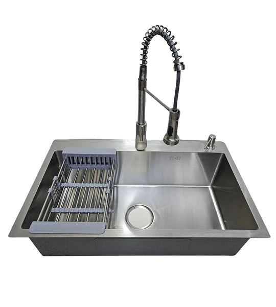 Lavaplatos 75x45 Cm Plateado Rejilla + Dispensador + Llave