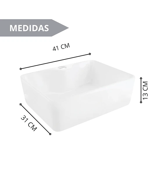 Lavamanos 41x31x13 Cm Para Sobreponer de loza