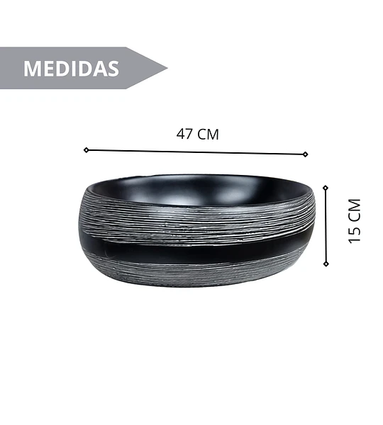 Lavamanos Sobreponer Ovalado Negro 47x34 Cm