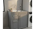 Mueble Lavaplatos 80x50 Cm Gris Con Cubierta Y Grifería