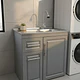 Mueble Lavaplatos 80x50 Cm Gris Con Cubierta Y Grifería