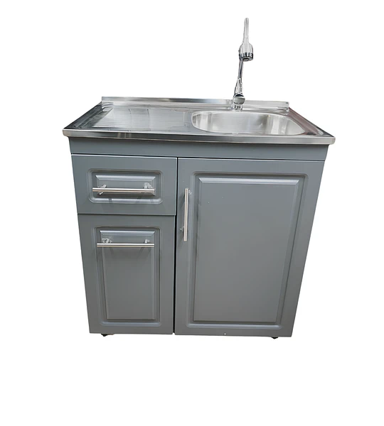 Mueble Lavaplatos 80x50 Cm Gris Con Cubierta Y Grifería