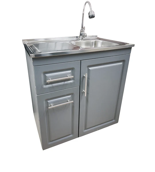 Mueble Lavaplatos 80x50 Cm Gris Con Cubierta Y Grifería