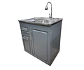 Mueble Lavaplatos 80x50 Cm Gris Con Cubierta Y Grifería