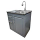 Mueble Lavaplatos 80x50 Cm Gris Con Cubierta Y Grifería