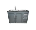 Mueble Lavaplatos 120x50 Cm Gris Con Cubierta Y Grifería