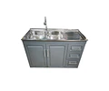 Mueble Lavaplatos 120x50 Cm Gris Con Cubierta Y Grifería