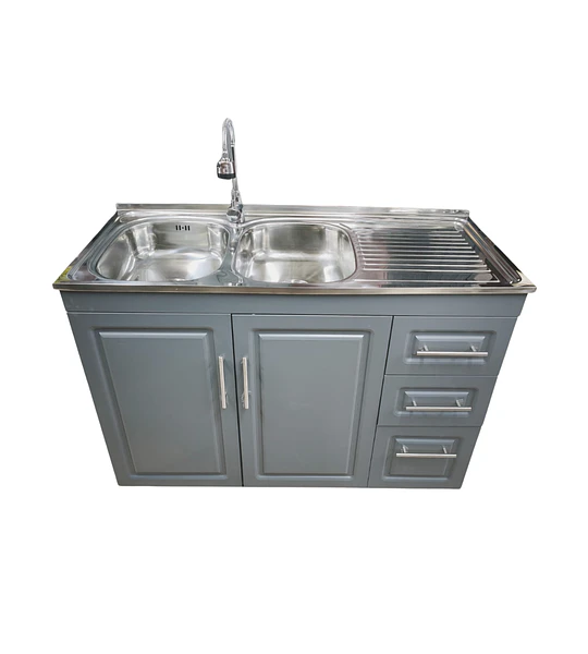 Mueble Lavaplatos 120x50 Cm Gris Con Cubierta Y Grifería