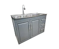 Mueble Lavaplatos 120x50 Cm Gris Con Cubierta Y Grifería