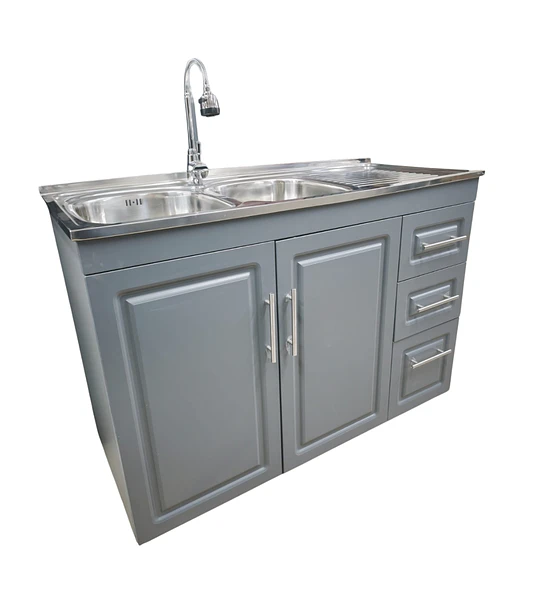 Mueble Lavaplatos 120x50 Cm Gris Con Cubierta Y Grifería