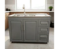 Mueble Lavaplatos 120x50 Cm Gris Con Cubierta Y Grifería