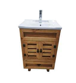 Mueble Vanitorio Rustico 50x40 Cm Con Patas Loza N + Llave