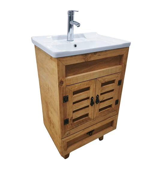 Mueble Vanitorio Rustico 50x40 Cm Con Patas Loza N + Llave