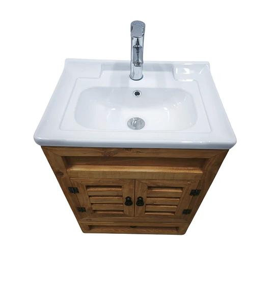 Mueble Vanitorio Rustico 50x40 Cm Con Patas Loza N + Llave
