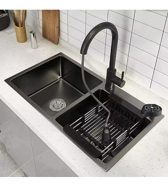 Lavaplatos 78x43 Cm 2.5 Mm Black + Llave Extraible + Lavacop