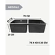 Lavaplatos 78X43 Cm 2.5 mm Black + Llave Notte + Lavacopas