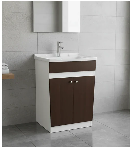 Mueble Vanitorio 50x40 Cm Café Mdf Lavamanos + Grifería M/s