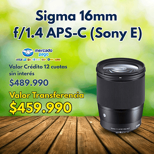 Lente Sigma 16mm F1.4 DC DN CONT Sony E (APS-C)
