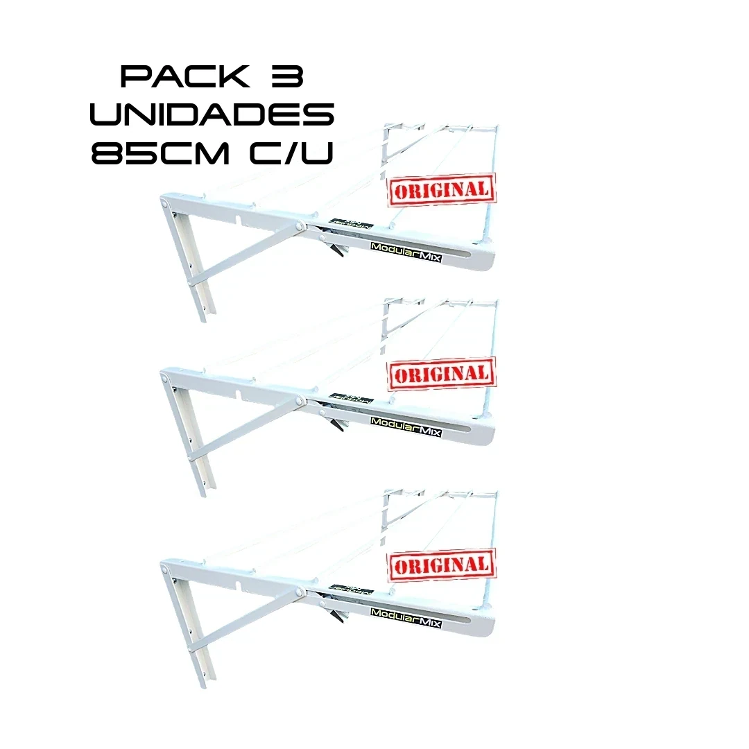 Tendederos 85x40cm Pack 3 ropa blanco 1