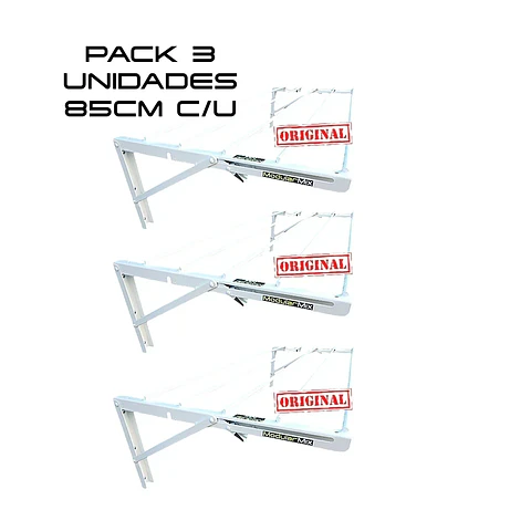 Tendederos 85x40cm Pack 3 ropa blanco