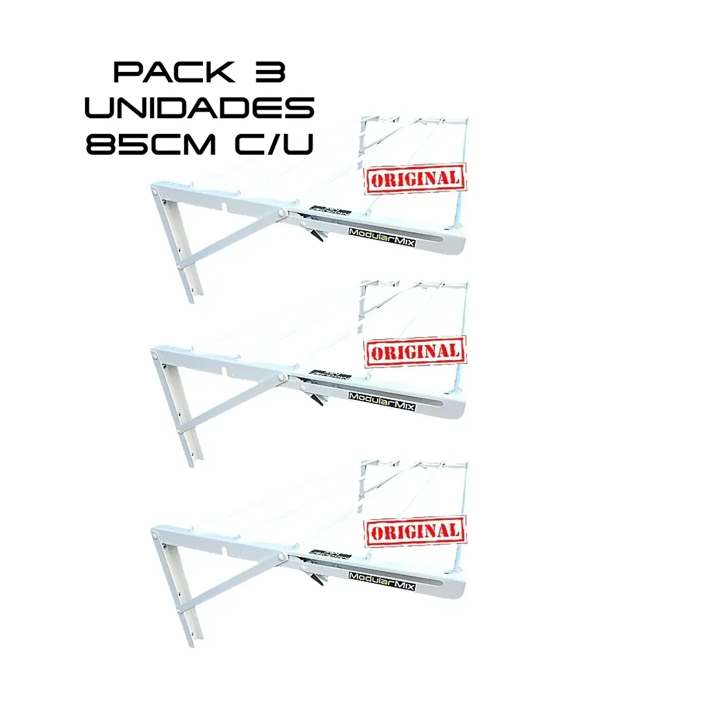Tendederos 85x40cm Pack 3 ropa blanco 1