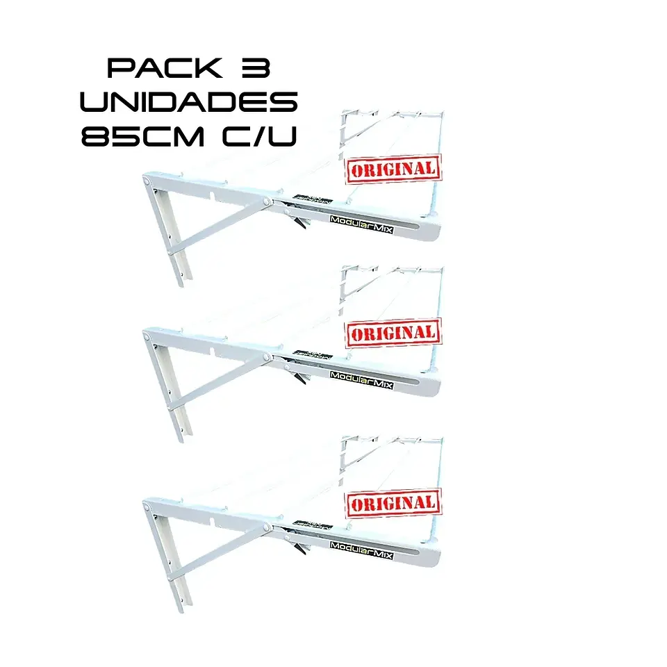 Tendederos 85x40cm Pack 3 ropa blanco 1
