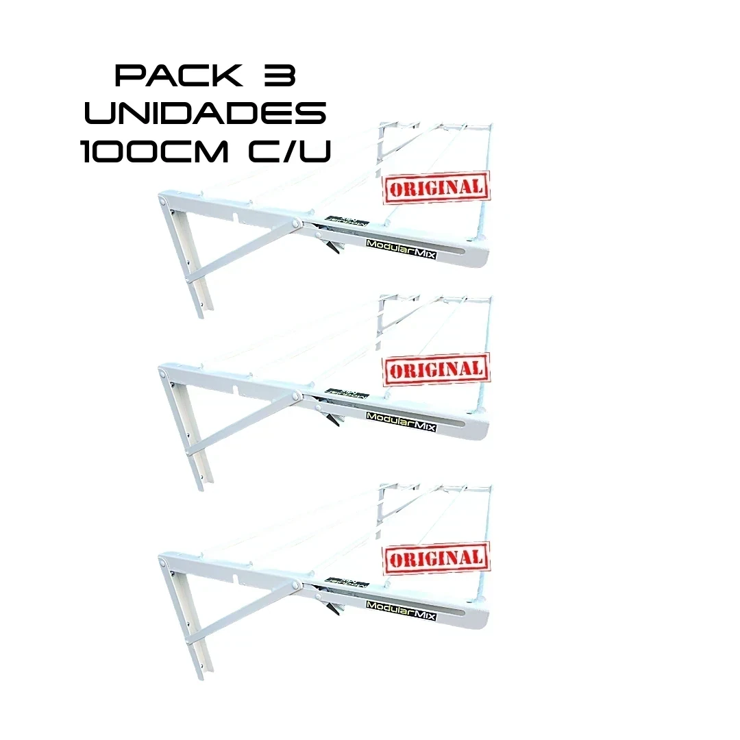 Tendederos 100x40cm Pack 3 ropa blanco 1