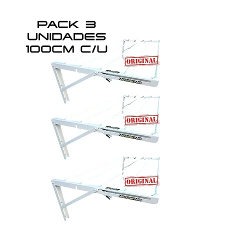 Tendederos 100x40cm Pack 3 ropa blanco