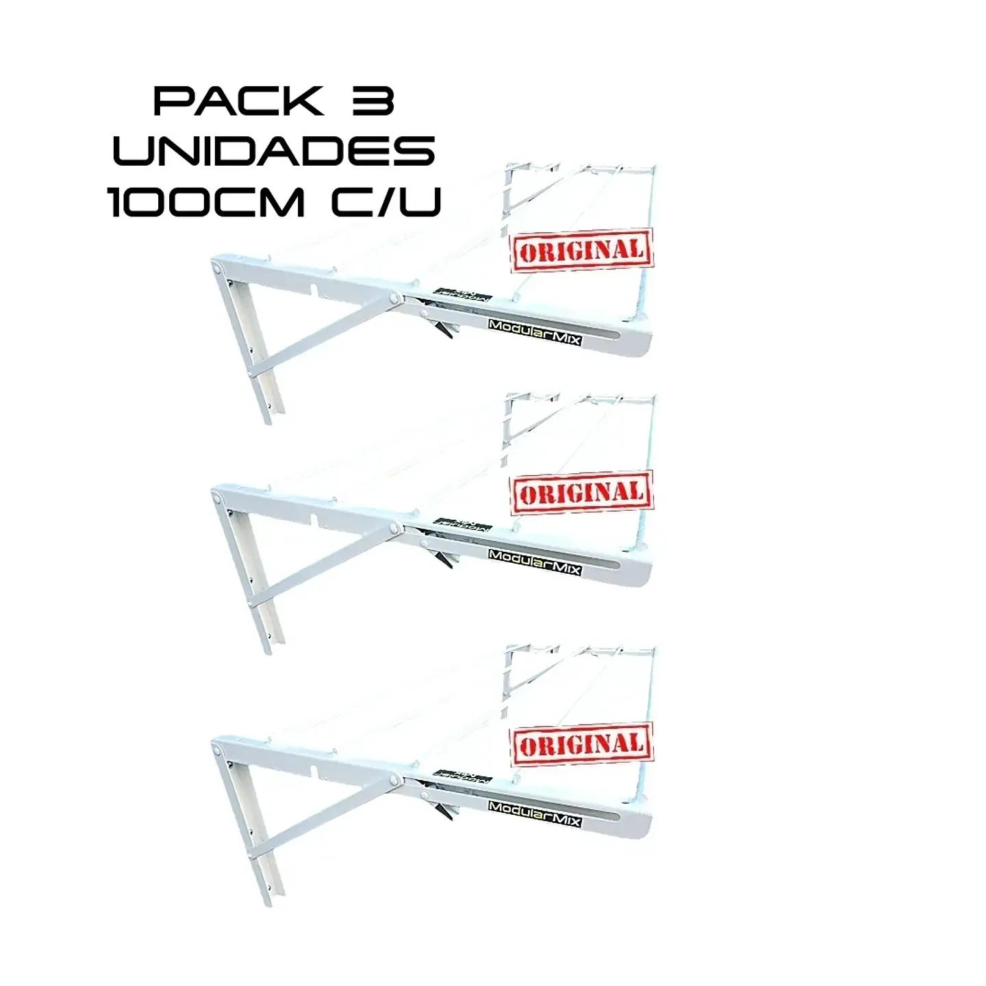 Tendederos 100x40cm Pack 3 ropa blanco 1