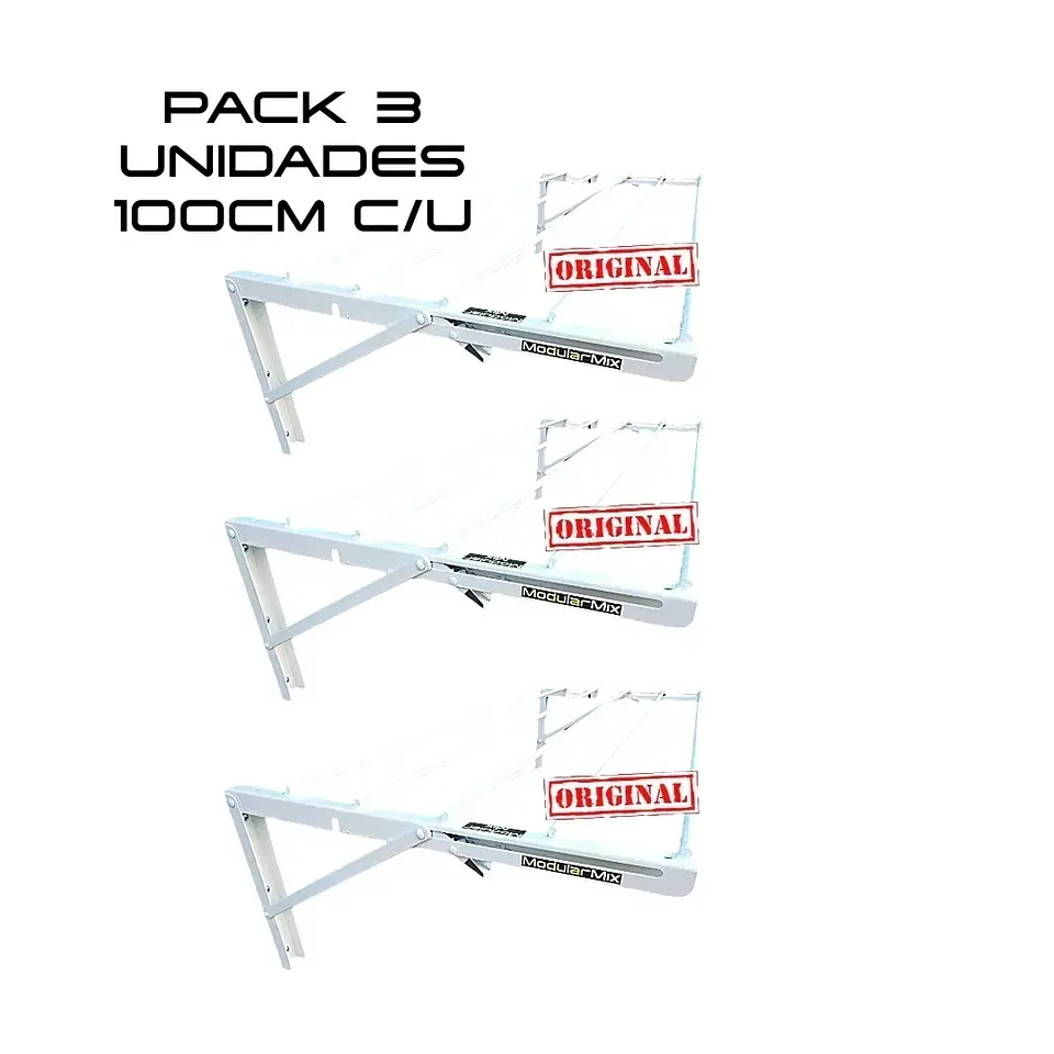 Tendederos 100x40cm Pack 3 ropa blanco 1
