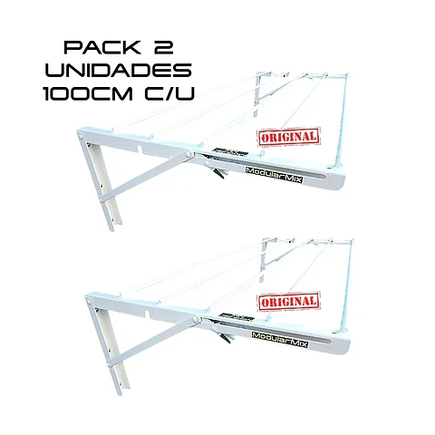 Tendederos 100x40cm Pack 2 ropa blanco