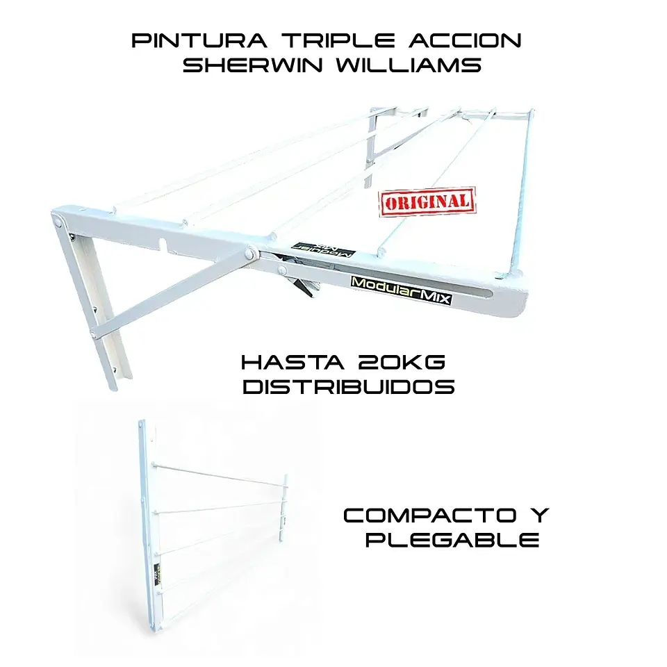 Tendederos 85x40cm Pack 2 ropa blanco 3