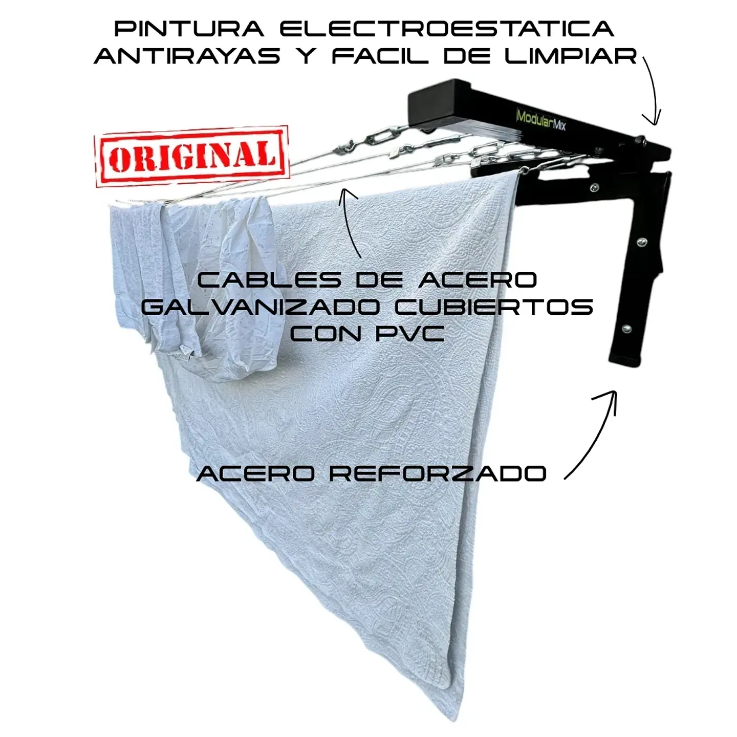 Tendedero 5mts 5 lineas negro ropa casa 3