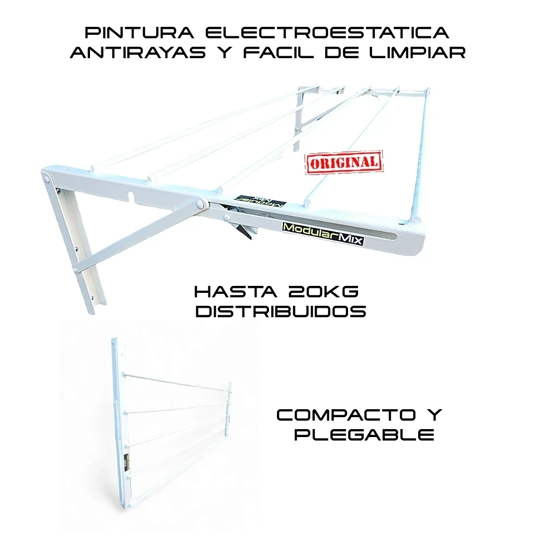 Tendederos 100x40cm Pack 2 ropa blanco 3