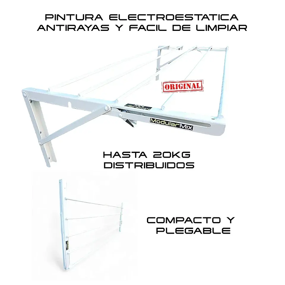 Tendederos 100x40cm Pack 2 ropa blanco 3