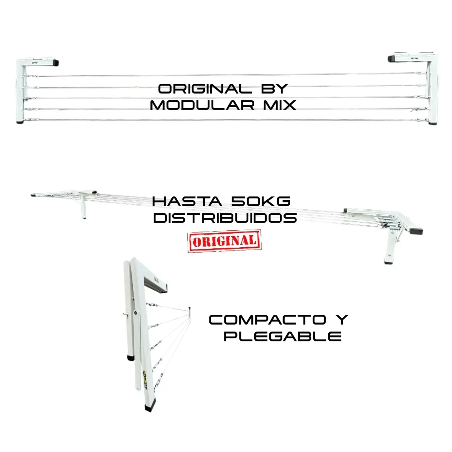 Tendedero 2mts 5 lineas blanco ropa casa 5