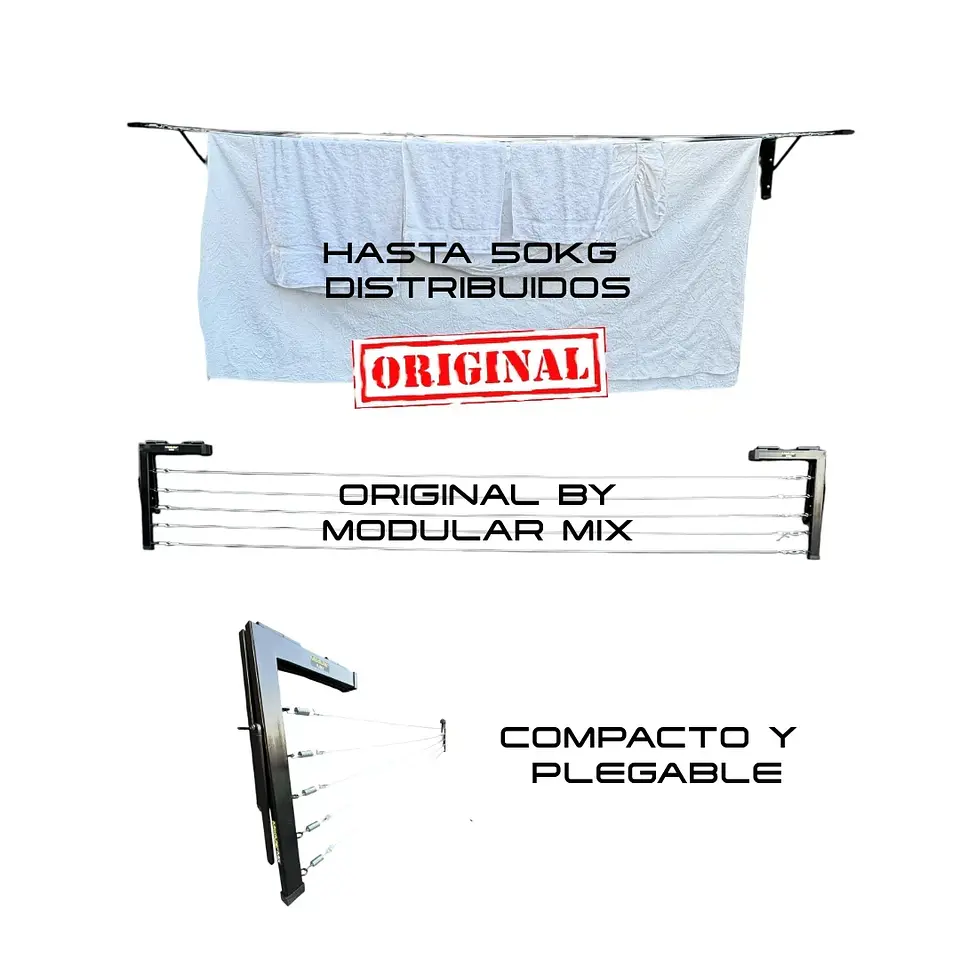 Tendedero 2mts 5 lineas negro ropa casa 2