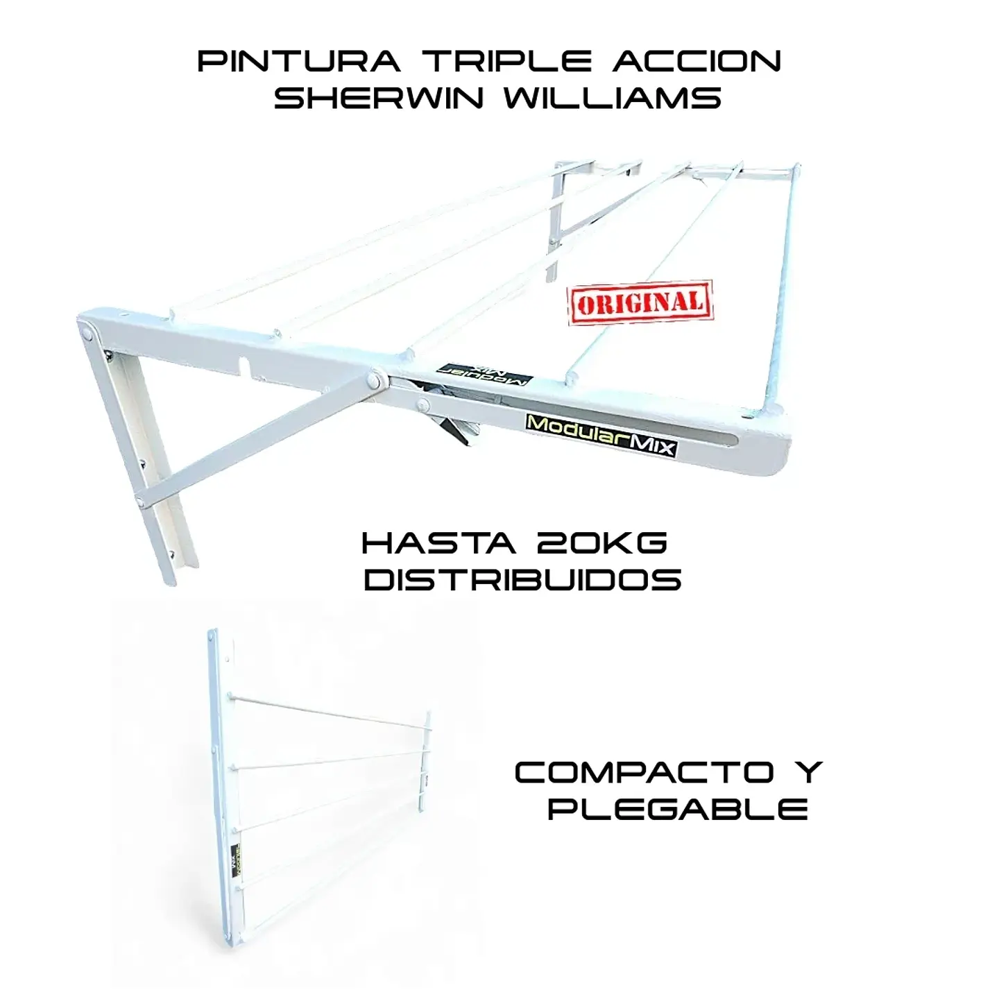 Tendedero 85x40 cm ropa blanco 3