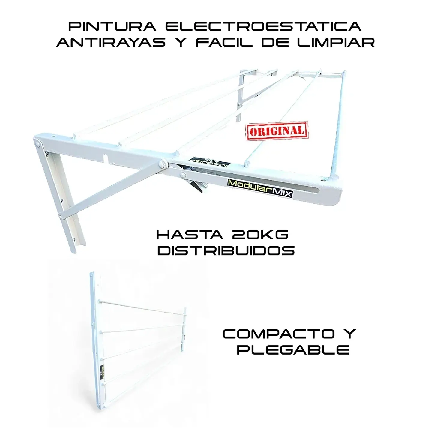 Tendedero 100x40 cm ropa blanco 3
