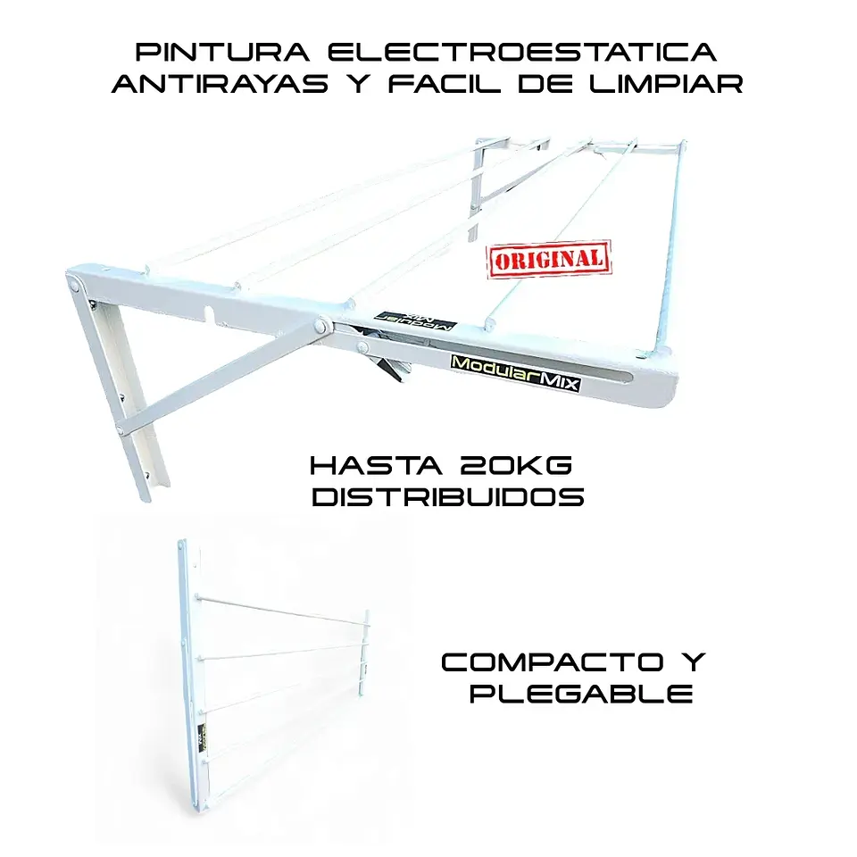 Tendedero 100x40 cm ropa blanco 3