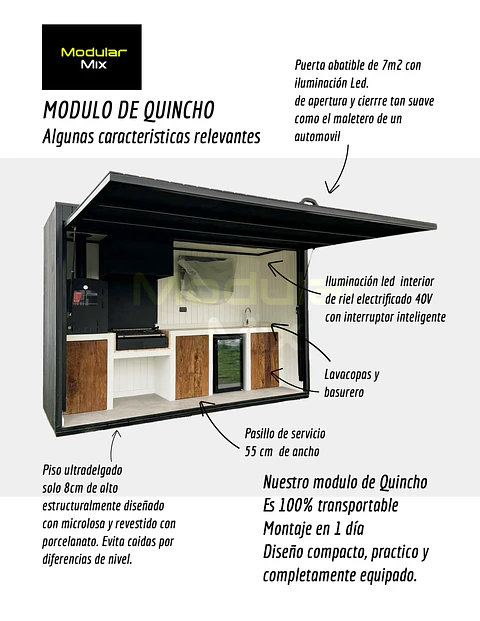 Quincho modular 3.5x1.3x2.5mts 