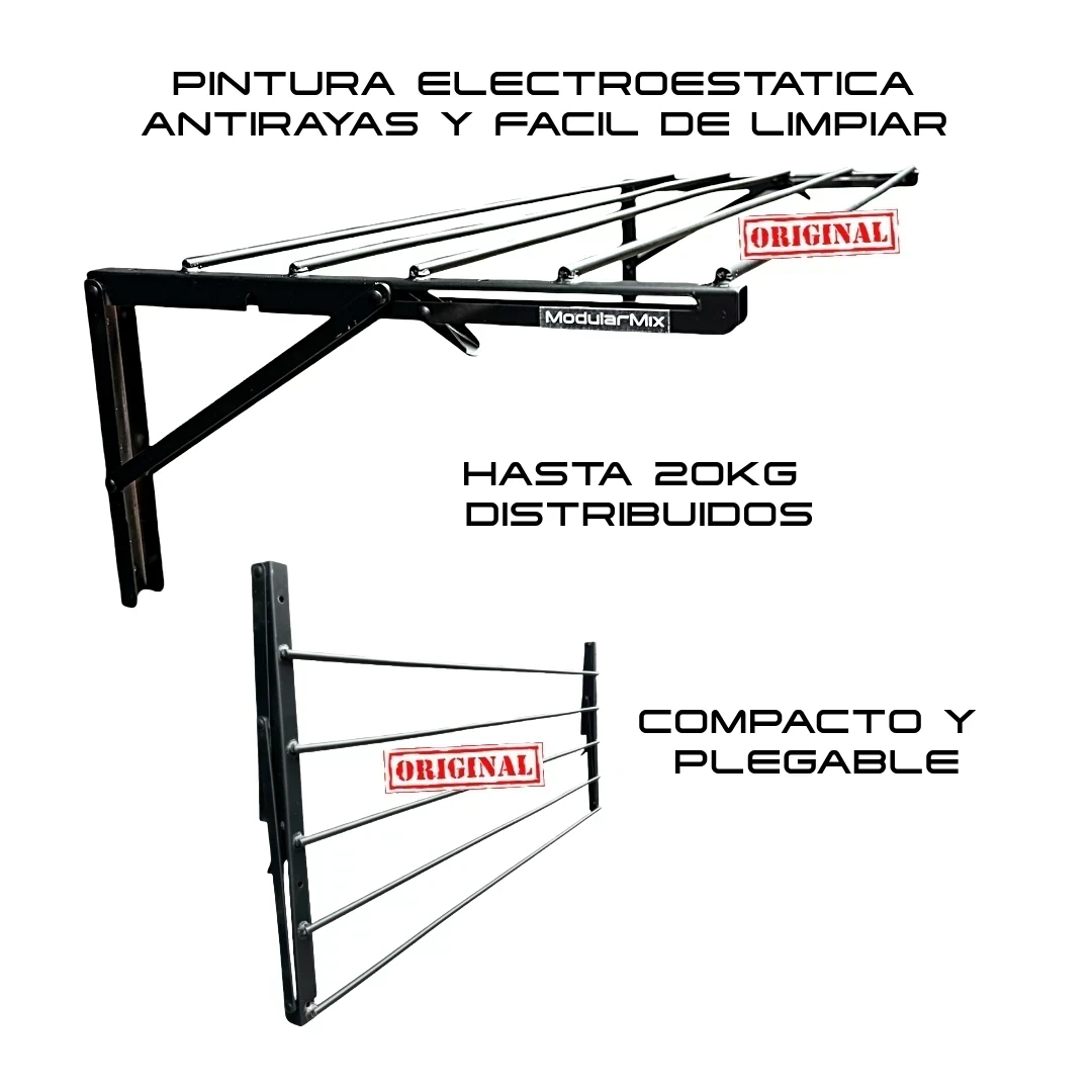 Tendederos 100x40cm Pack 2 ropa negro  3