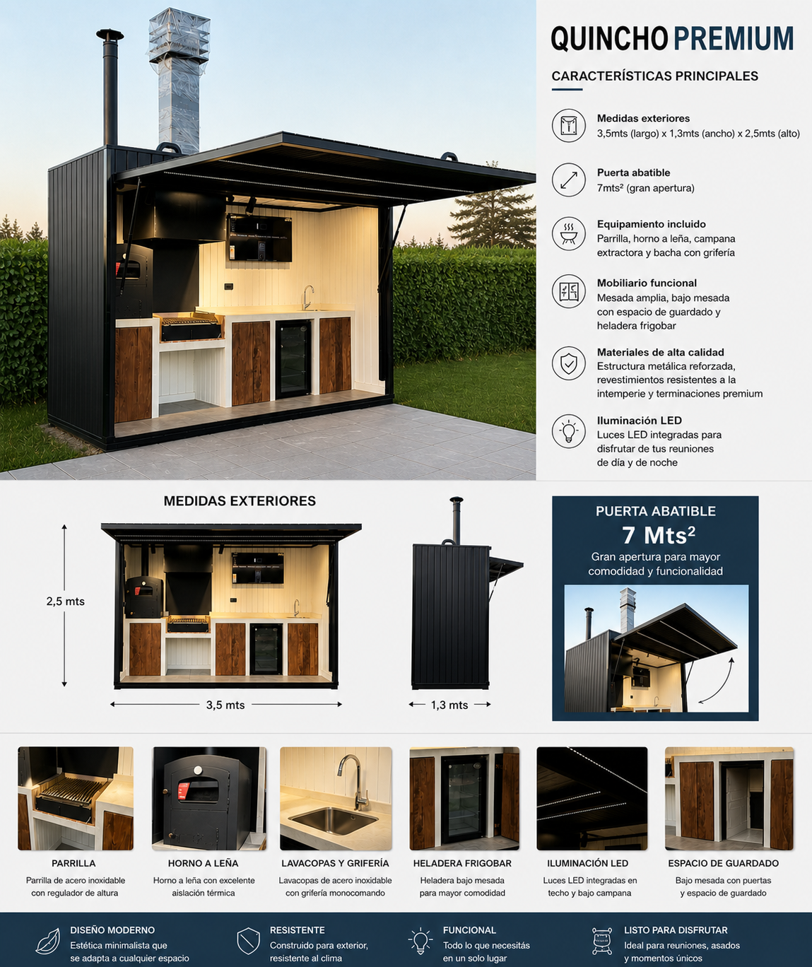 Quincho modular 3.5x1.3x2.5mts  1