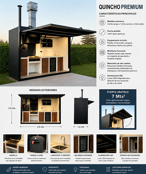 Quincho modular 3.5x1.3x2.5mts 