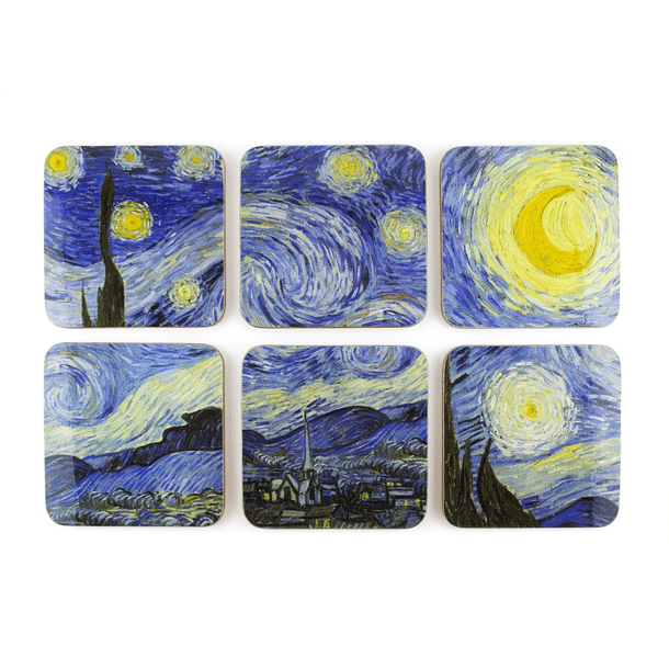 Bases para copos Noite estrelada, de Van Gogh 1