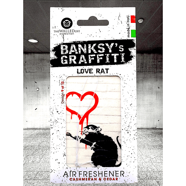 Ambientador para carro Banksy’s Graffiti, “Love Rat”  3