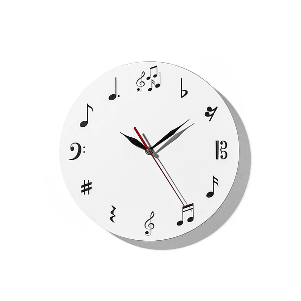 Relógio de parede elegante e original com símbolos musicais
